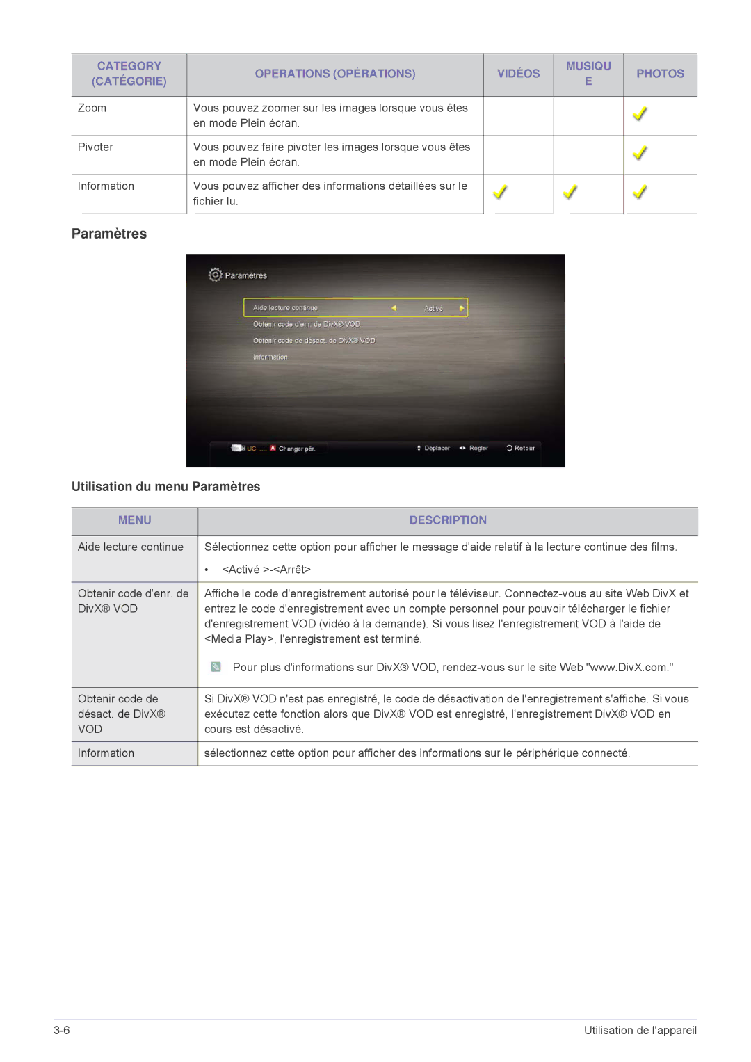 Samsung LS24F9DSM/EN manual Paramètres, Cours est désactivé 