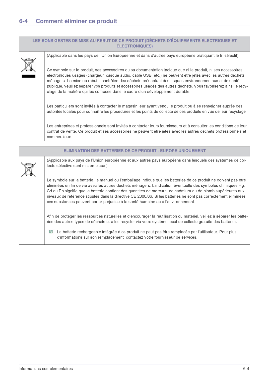 Samsung LS24F9DSM/EN manual Comment éliminer ce produit, Elimination DES Batteries DE CE Produit Europe Uniquement 