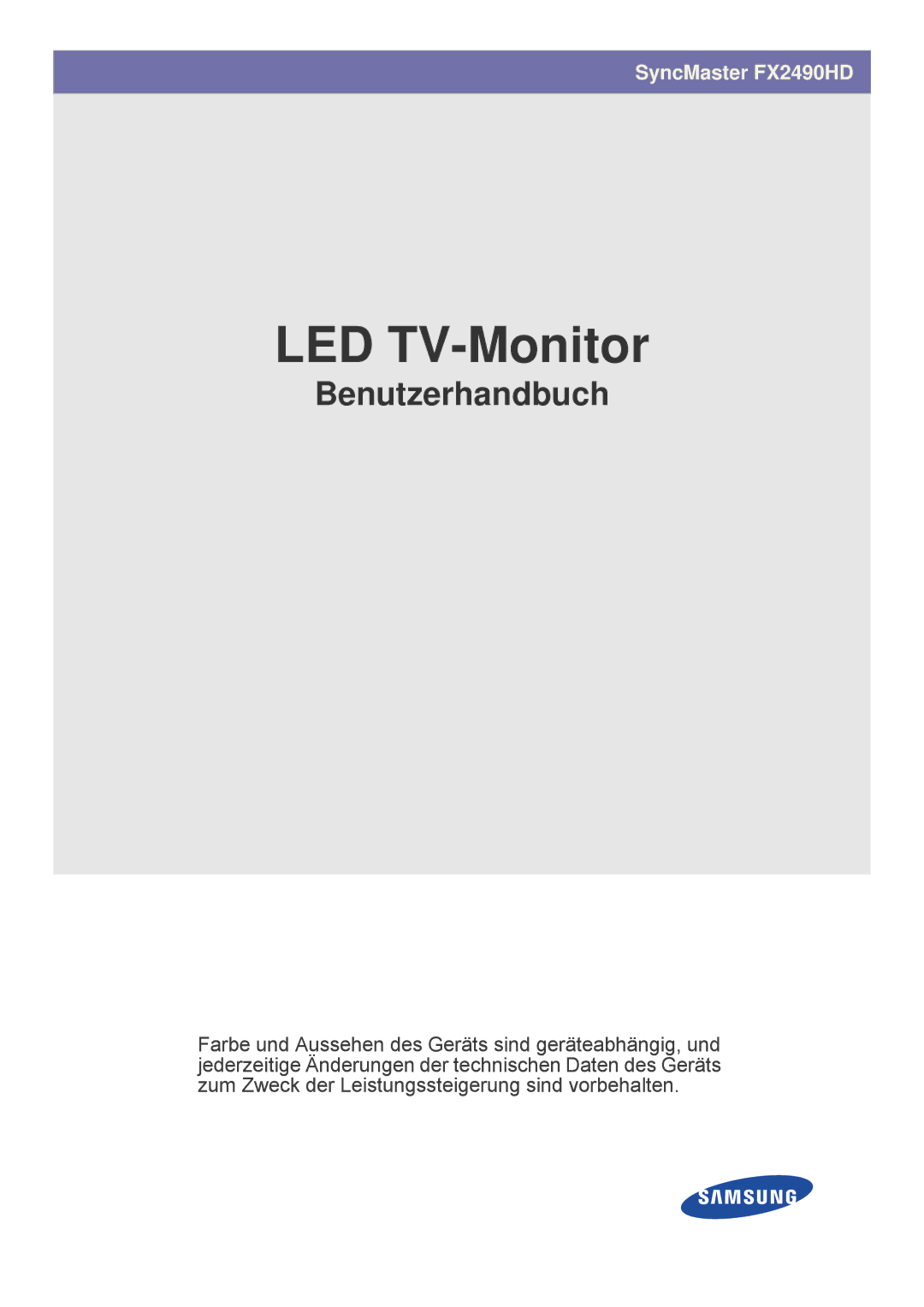 Samsung LS24F9DSM/EN manual LED TV-Monitor 