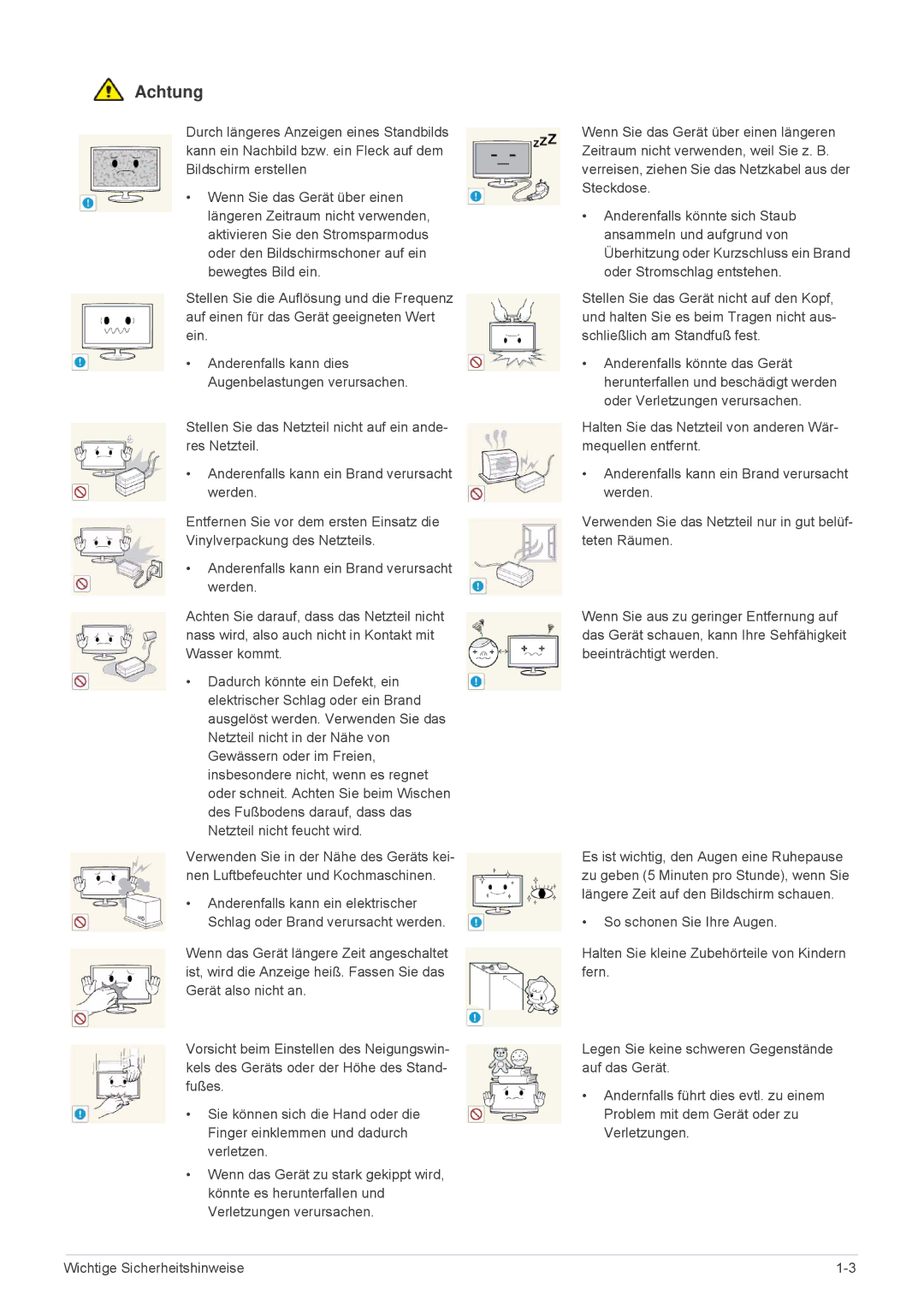 Samsung LS24F9DSM/EN manual Anderenfalls kann dies Augenbelastungen verursachen 