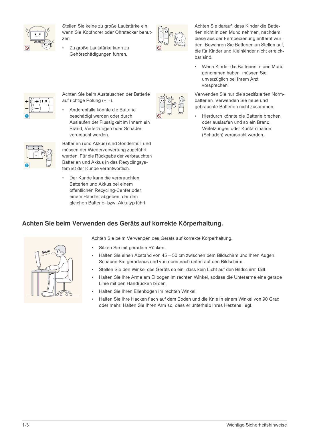 Samsung LS24F9DSM/EN manual Wichtige Sicherheitshinweise 