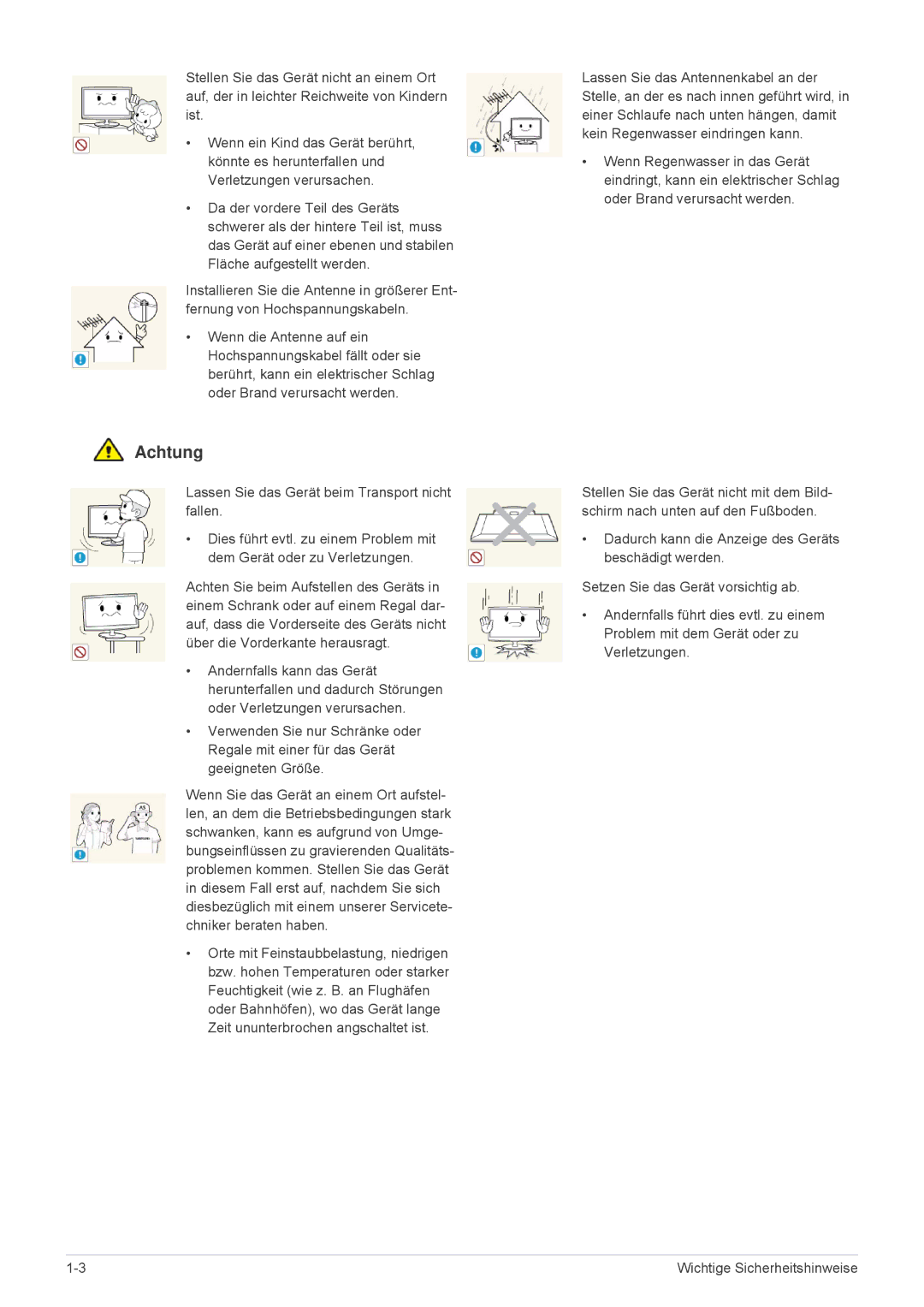 Samsung LS24F9DSM/EN manual Achtung 