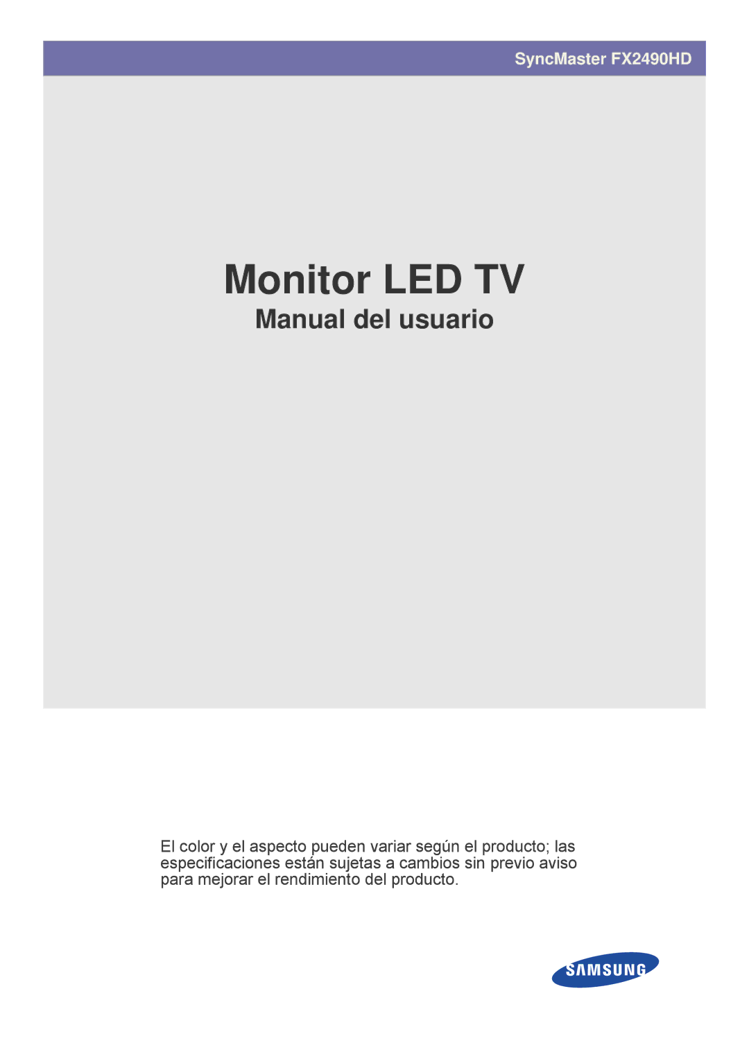 Samsung LS24F9DSM/EN manual Monitor LED TV 