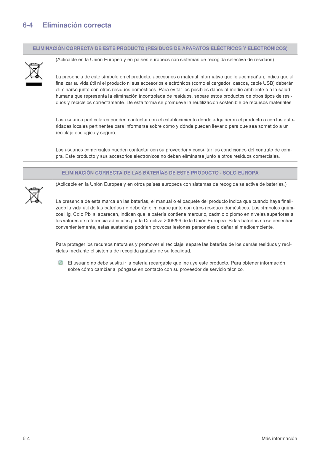 Samsung LS24F9DSM/EN manual Eliminación correcta 