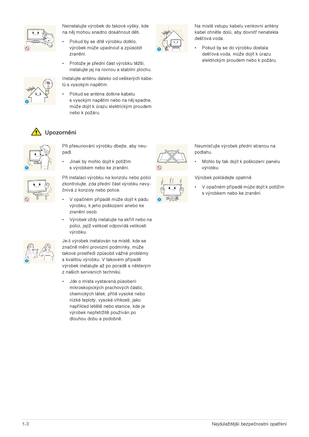 Samsung LS24F9DSM/EN manual Upozornění 