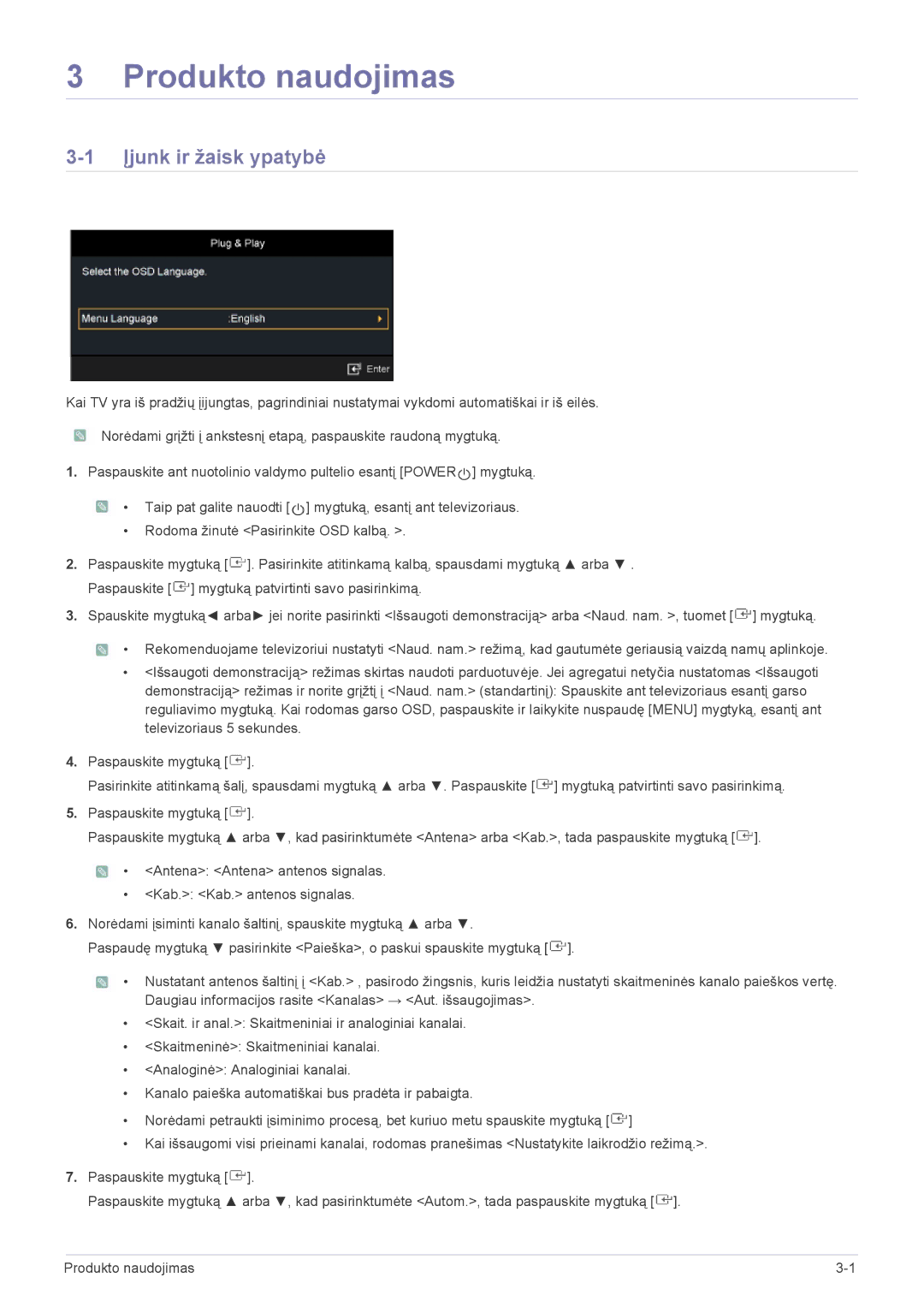 Samsung LS24F9DSM/EN manual Produkto naudojimas, Įjunk ir žaisk ypatybė 