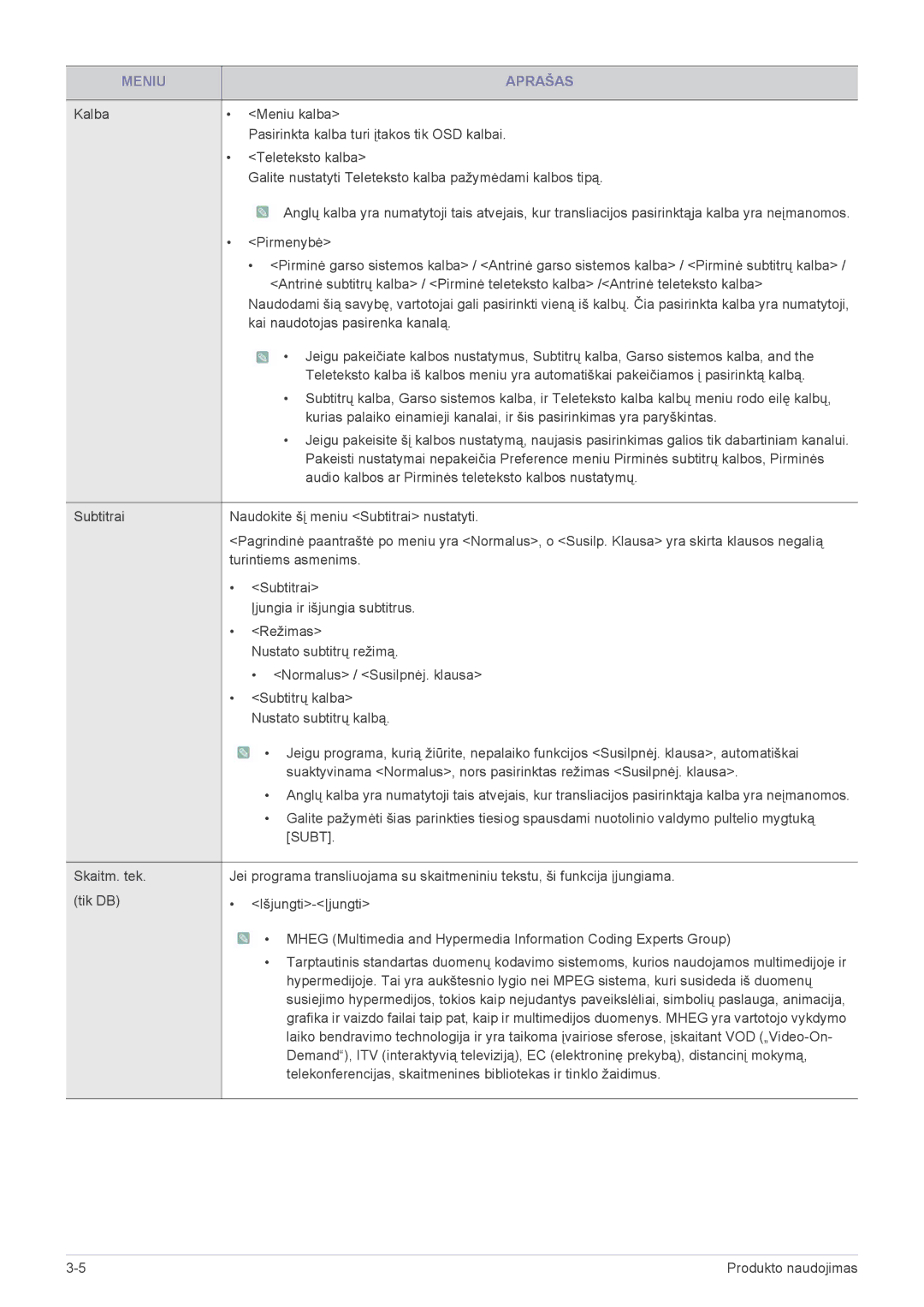 Samsung LS24F9DSM/EN manual Audio kalbos ar Pirminės teleteksto kalbos nustatymų 