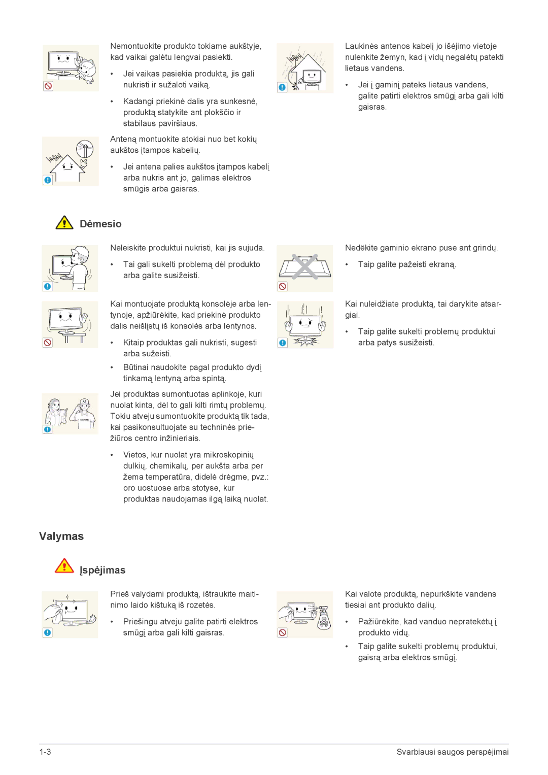 Samsung LS24F9DSM/EN manual Valymas 