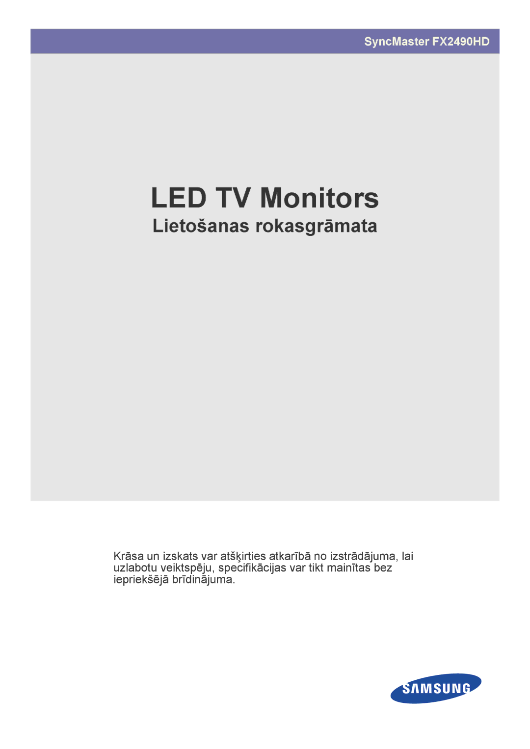 Samsung LS24F9DSM/EN manual LED TV-Monitor 