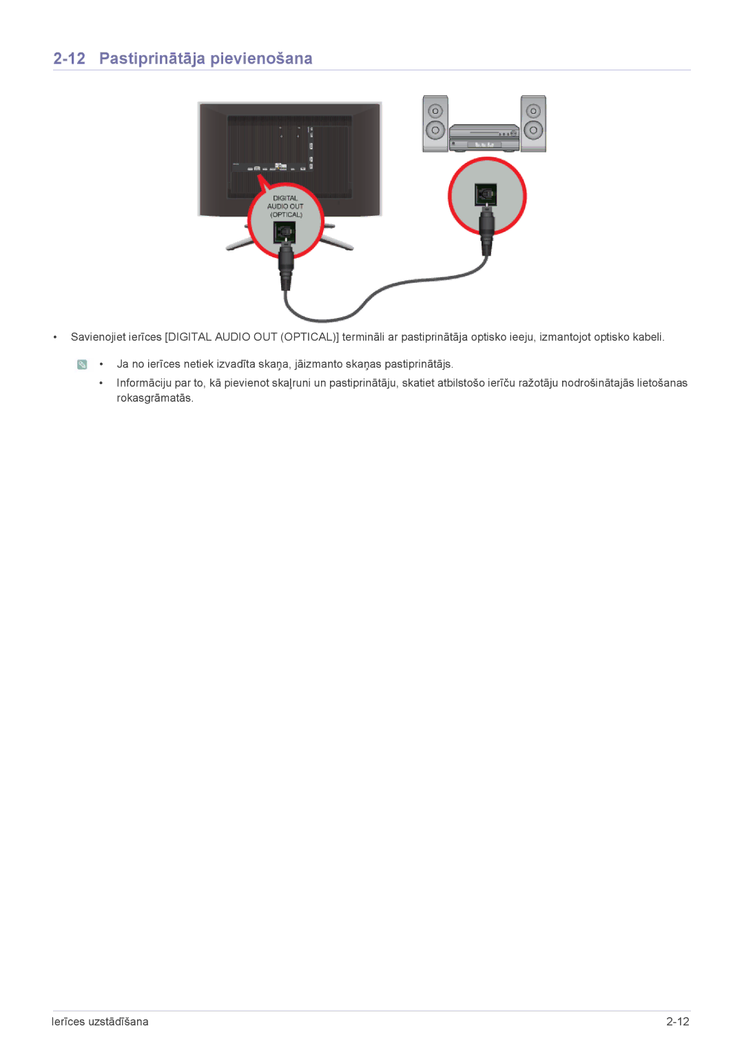 Samsung LS24F9DSM/EN manual Pastiprinātāja pievienošana 