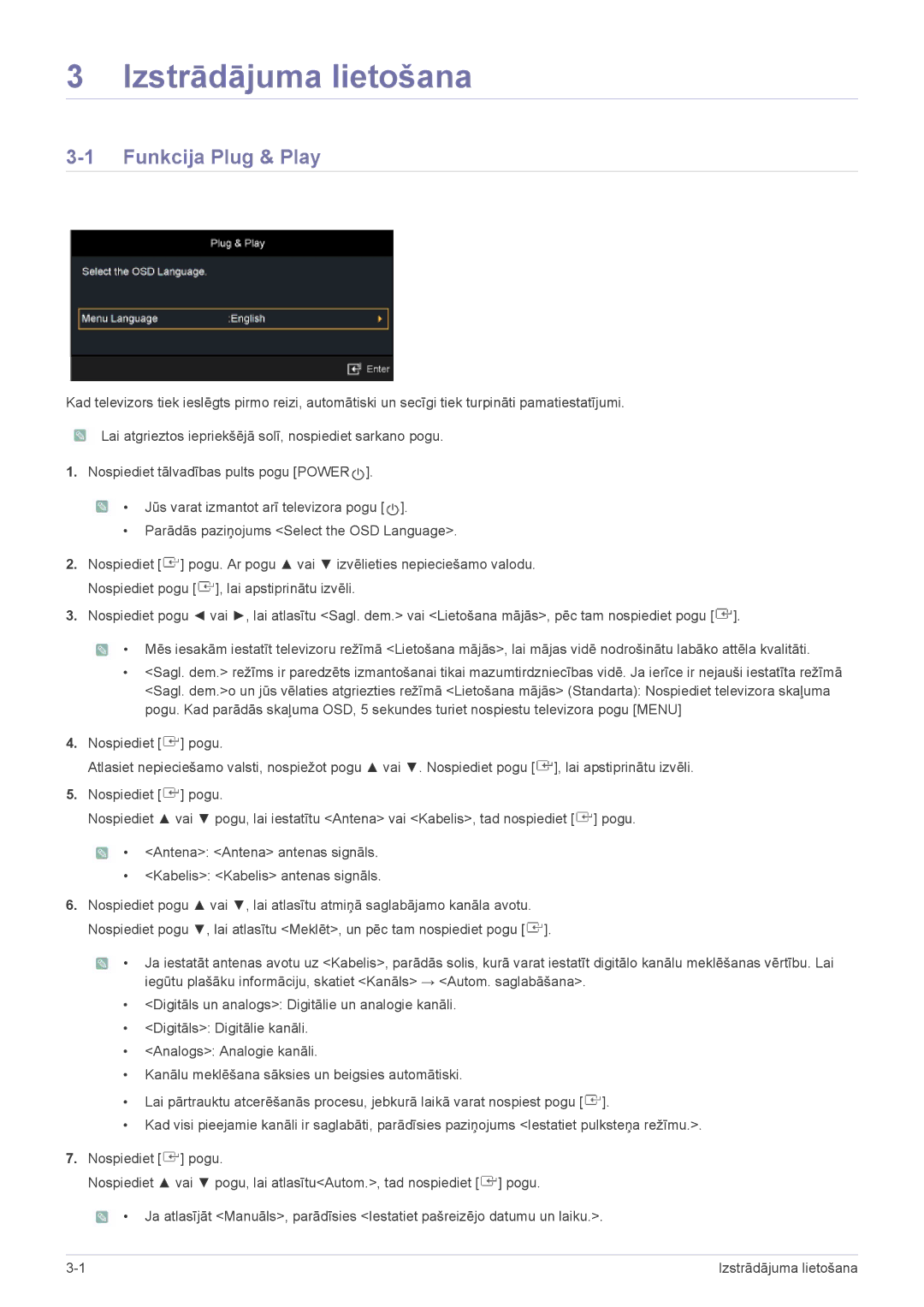 Samsung LS24F9DSM/EN manual Izstrādājuma lietošana, Funkcija Plug & Play 