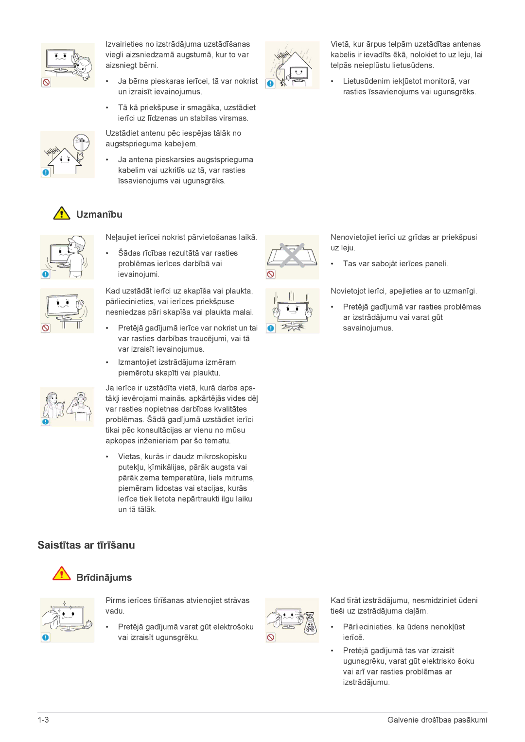 Samsung LS24F9DSM/EN manual Saistītas ar tīrīšanu 