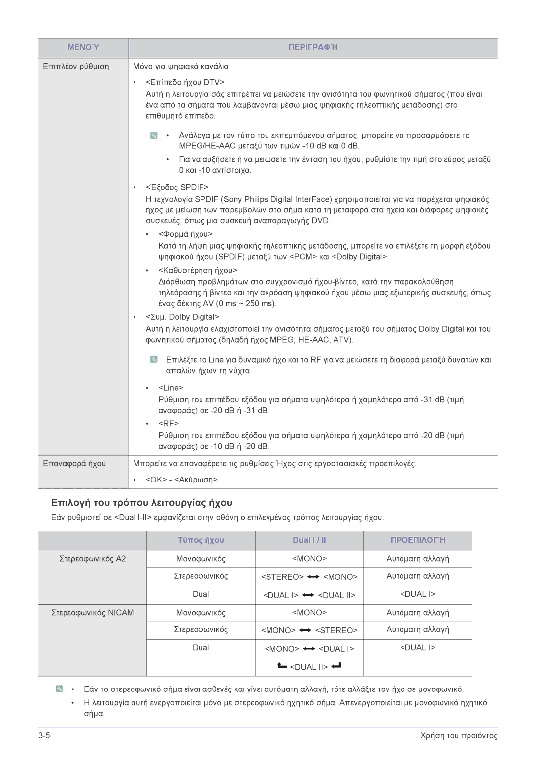 Samsung LS24F9DSM/EN manual Επιλογή του τρόπου λειτουργίας ήχου, Προεπιλογή 