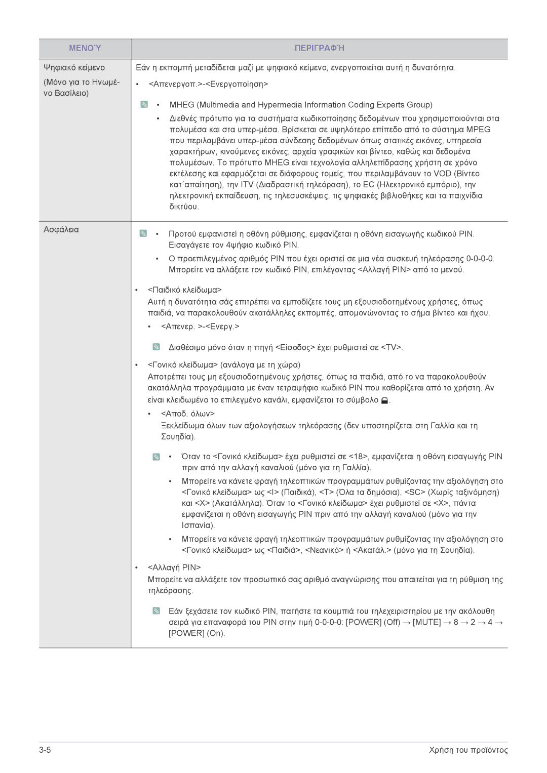 Samsung LS24F9DSM/EN manual Μενού Περιγραφή 