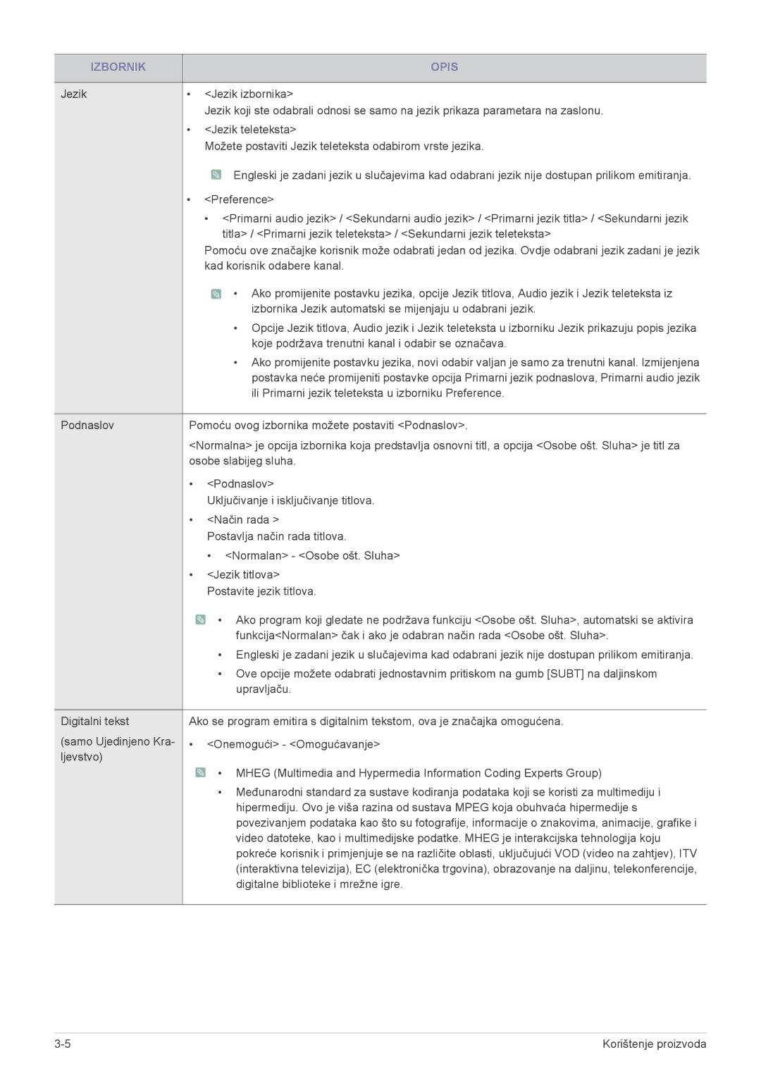 Samsung LS24F9DSM/EN manual Ili Primarni jezik teleteksta u izborniku Preference 