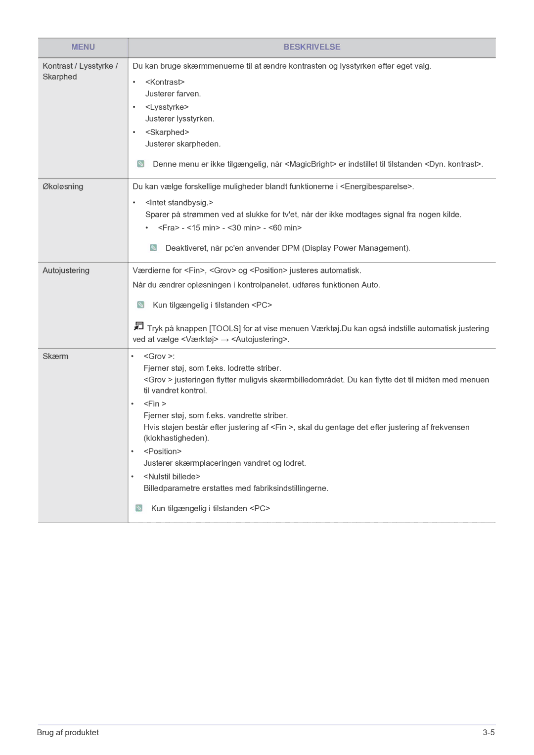 Samsung LS24F9DSM/XE manual Ved at vælge Værktøj → Autojustering 