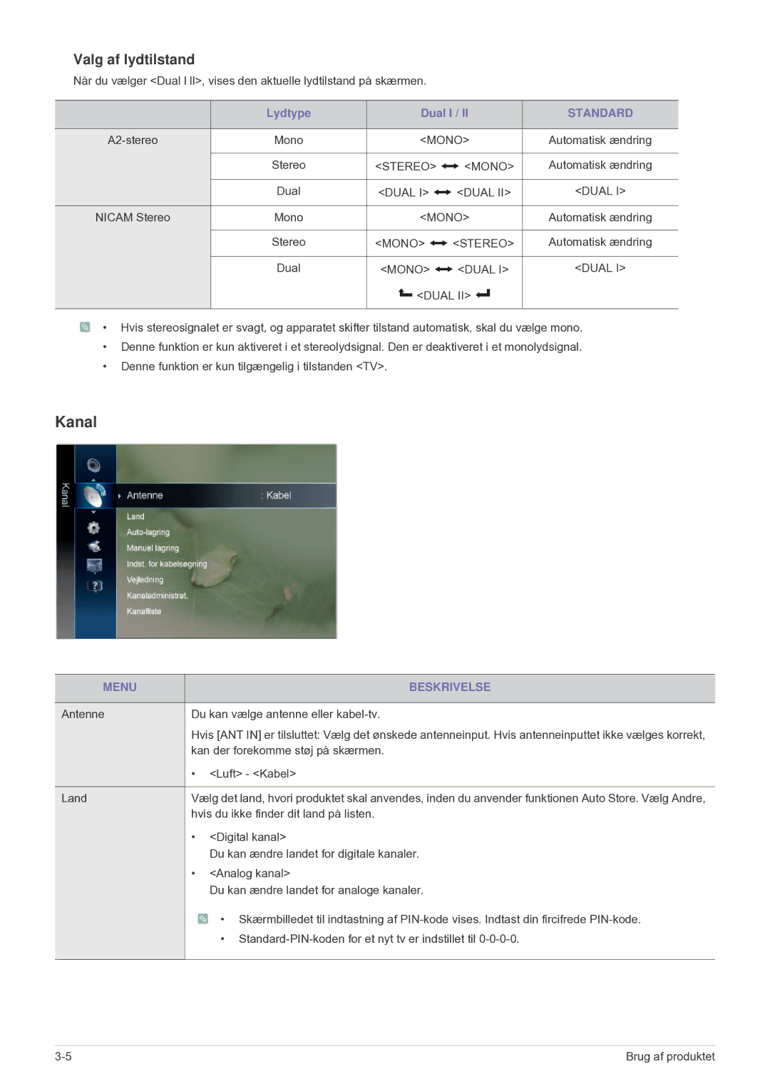 Samsung LS24F9DSM/XE manual Kanal, Standard 