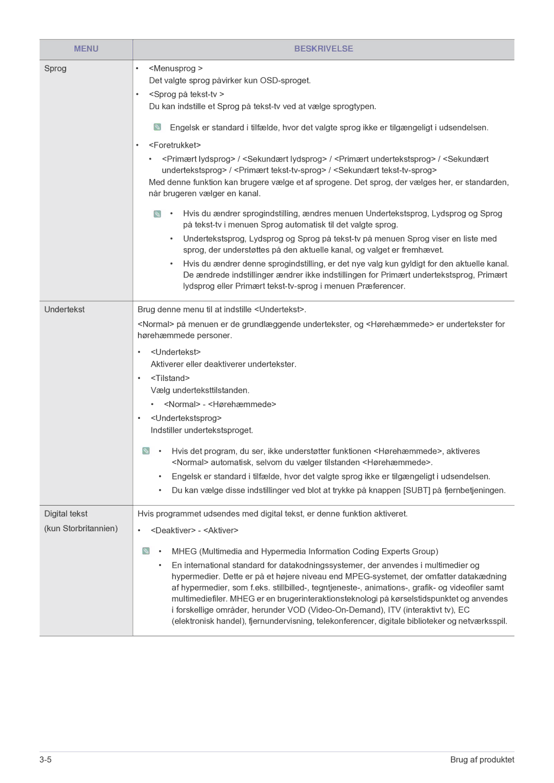 Samsung LS24F9DSM/XE manual Lydsprog eller Primært tekst-tv-sprog i menuen Præferencer 