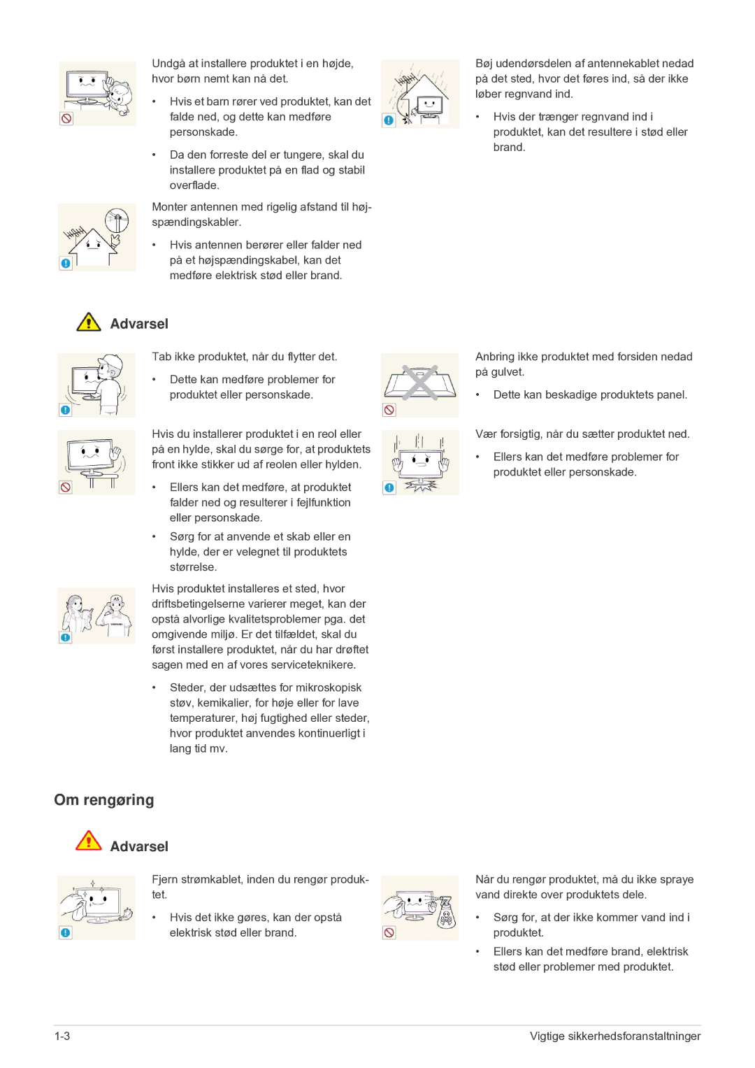 Samsung LS24F9DSM/XE manual Om rengøring 