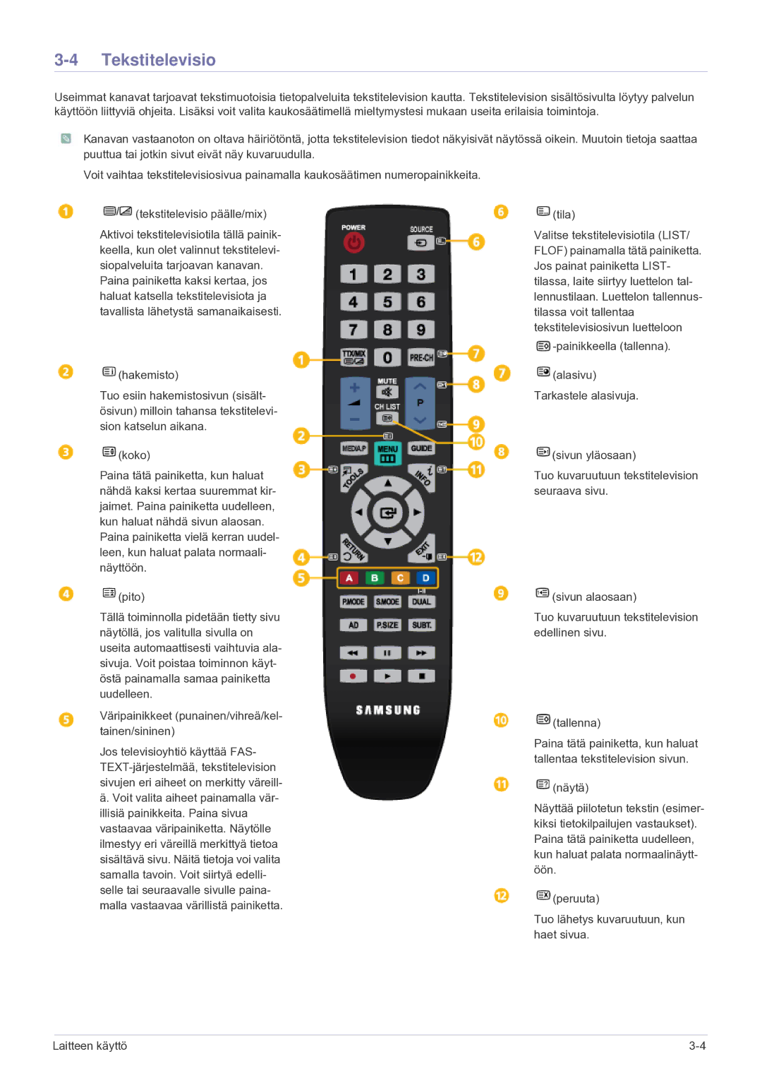 Samsung LS24F9DSM/XE manual Tekstitelevisio 