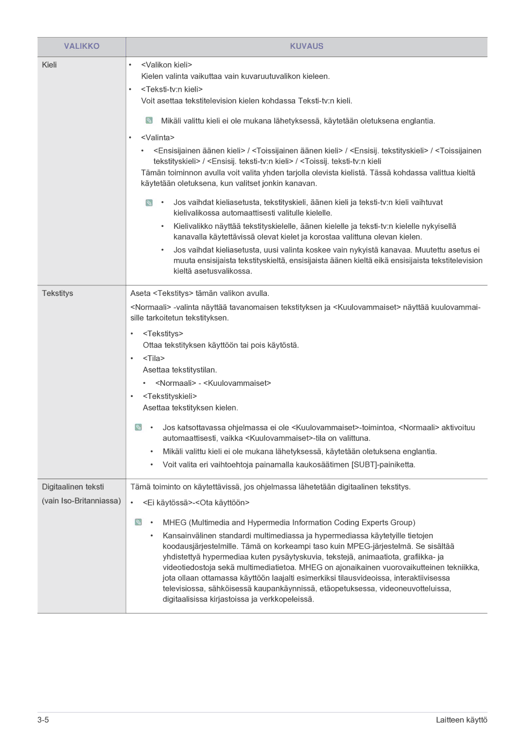 Samsung LS24F9DSM/XE manual Kieltä asetusvalikossa 