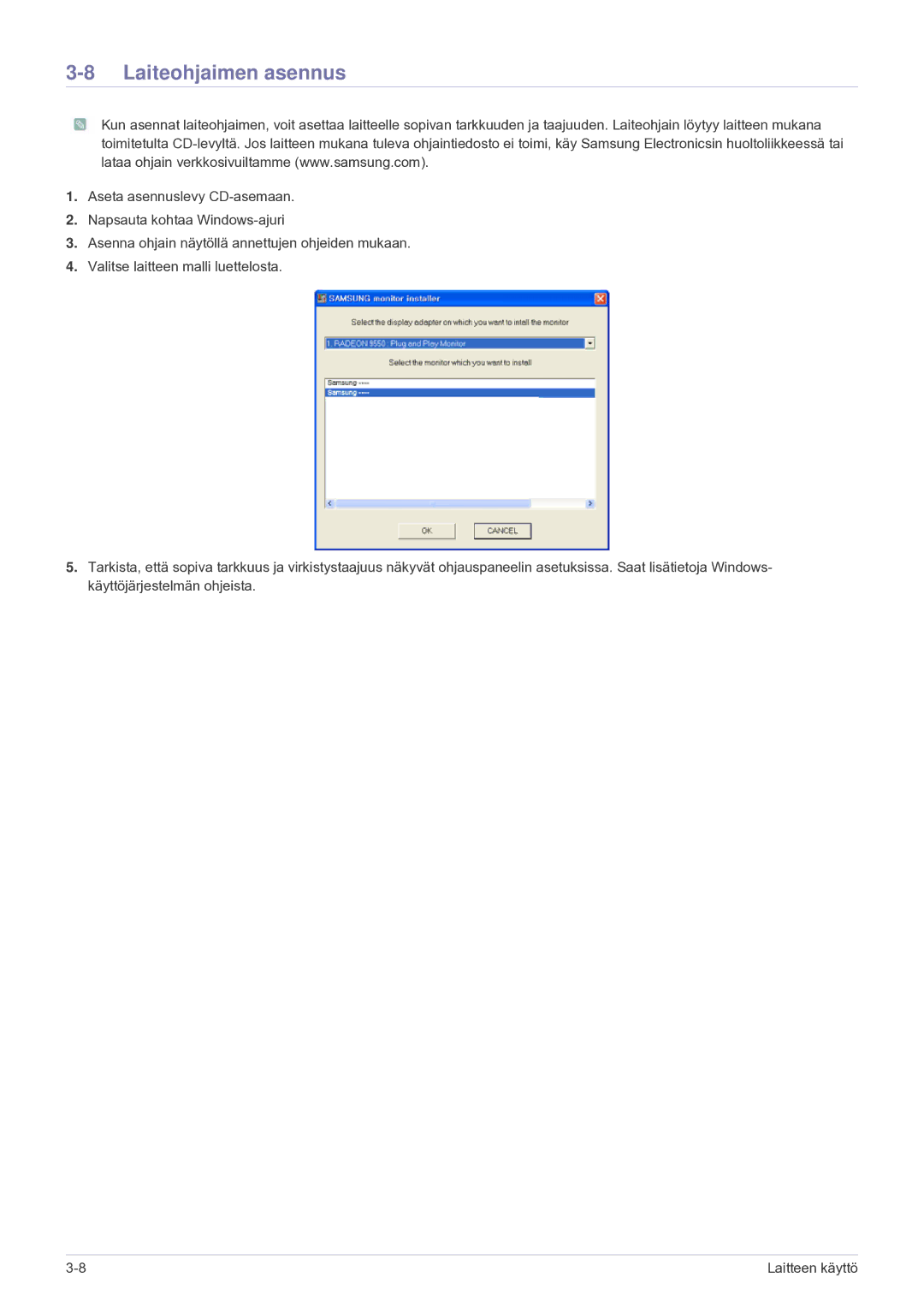 Samsung LS24F9DSM/XE manual Laiteohjaimen asennus 