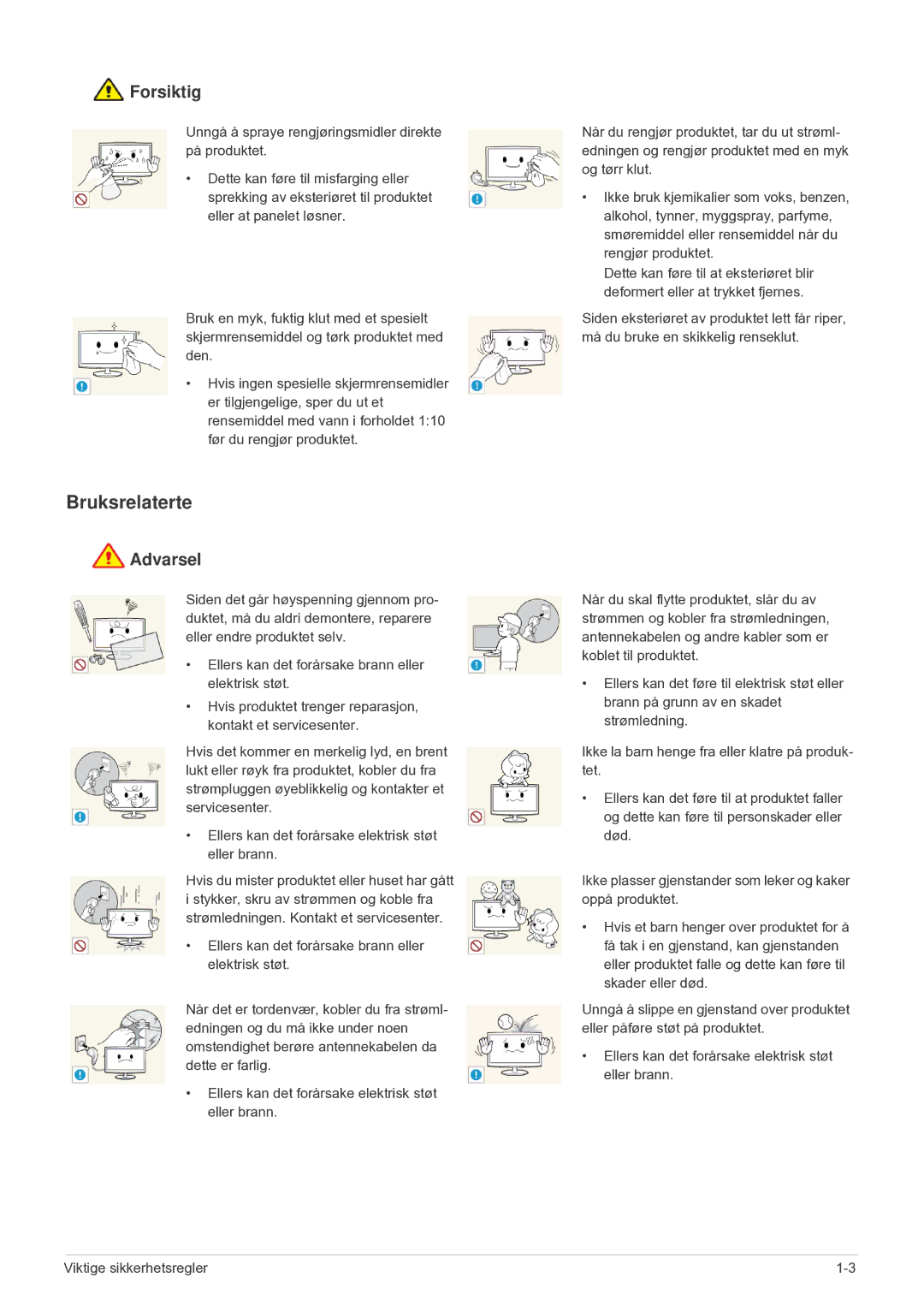 Samsung LS24F9DSM/XE manual Bruksrelaterte 