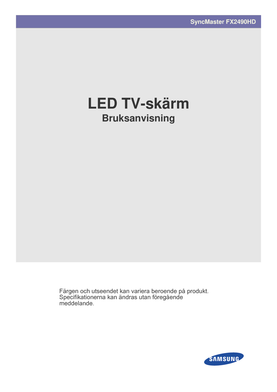 Samsung LS24F9DSM/XE manual LED TV-skärm 