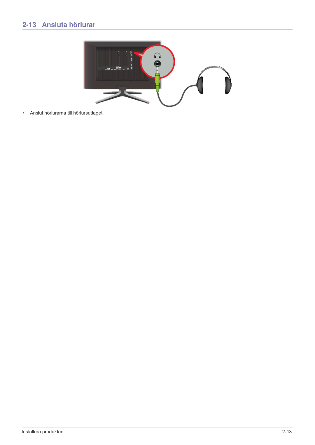 Samsung LS24F9DSM/XE manual Ansluta hörlurar 