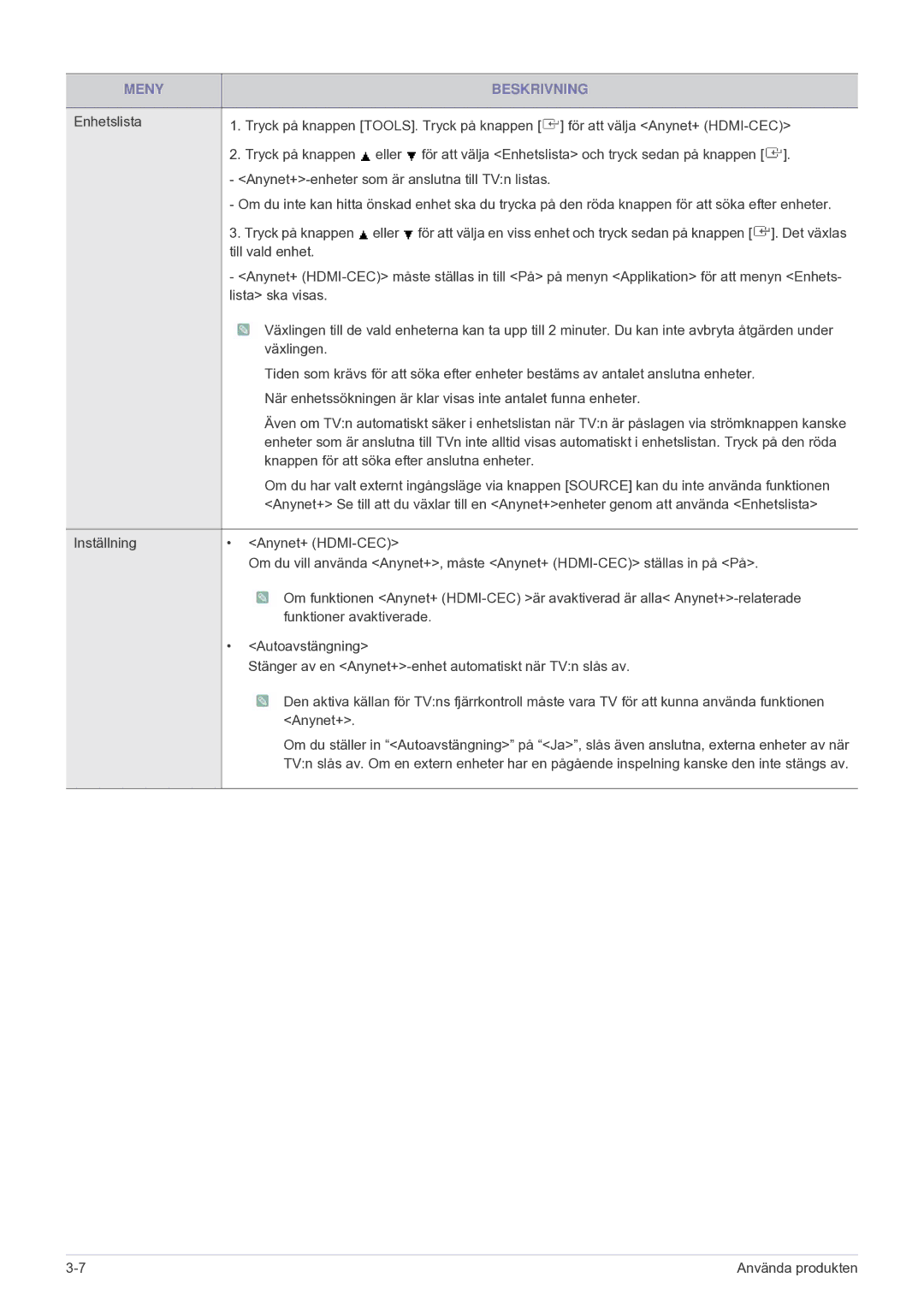 Samsung LS24F9DSM/XE manual Knappen för att söka efter anslutna enheter 