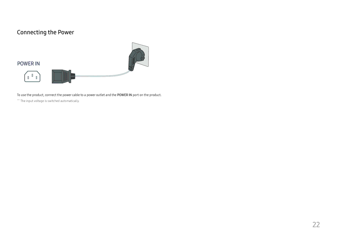 Samsung LS24H650GDIXCI, LS24H650GDUXEN, LS24H650FDUXEN, LS27H650FDUXEN, LS24H650FDUXXE, LS24H650GDUXXE Connecting the Power 