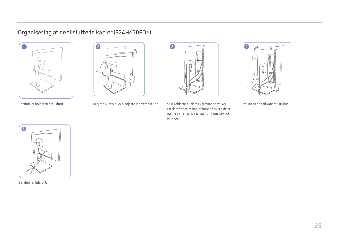 Samsung LS24H650GDUXEN, LS24H650FDUXEN, LS27H650FDUXEN, LS24H650FDUXXE manual Organisering af de tilsluttede kabler S24H650FD 