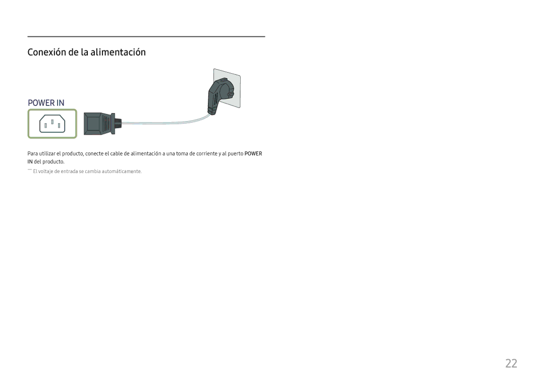 Samsung LS24H650FDUXEN, LS24H650GDUXEN, LS27H650FDUXEN manual Conexión de la alimentación 