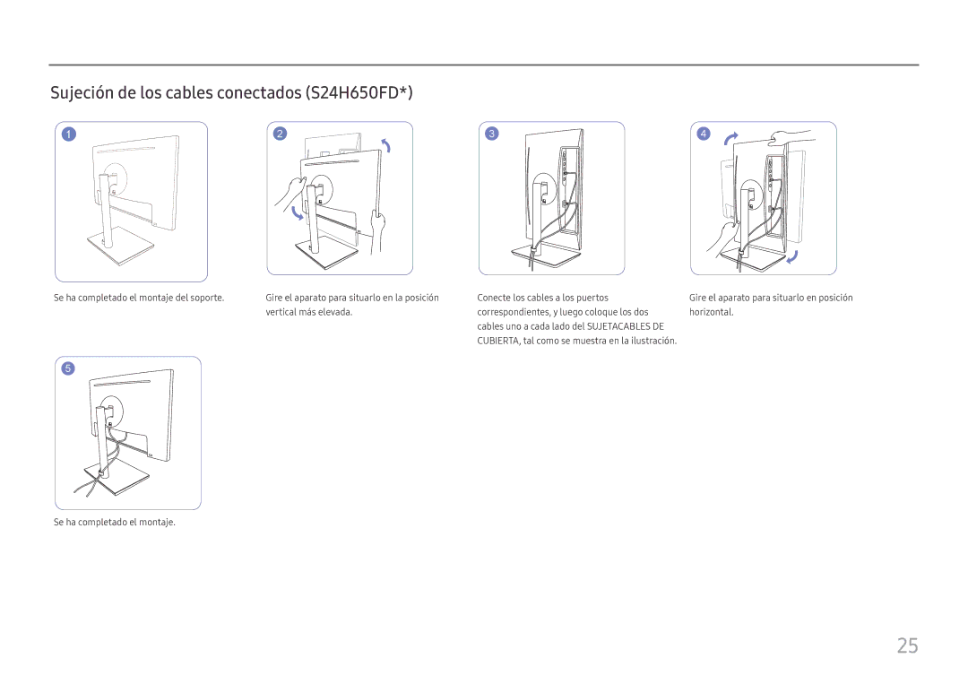 Samsung LS24H650FDUXEN, LS24H650GDUXEN, LS27H650FDUXEN manual Sujeción de los cables conectados S24H650FD 