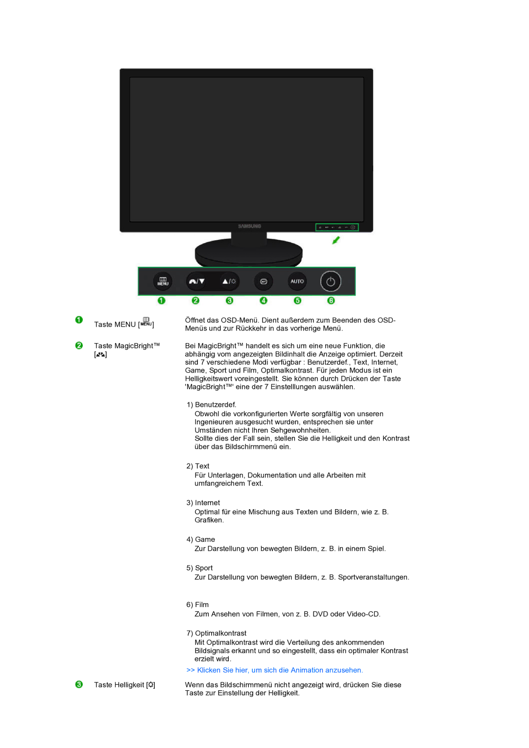 Samsung LS24HUBCBA/EDC, LS24HUBCBL/EDC manual Klicken Sie hier, um sich die Animation anzusehen 