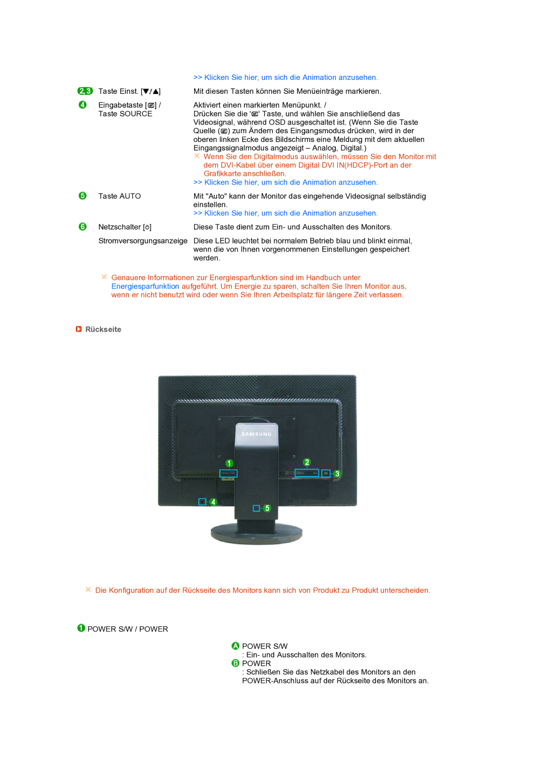 Samsung LS24HUBCBL/EDC, LS24HUBCBA/EDC manual Grafikkarte anschließen, Rückseite 