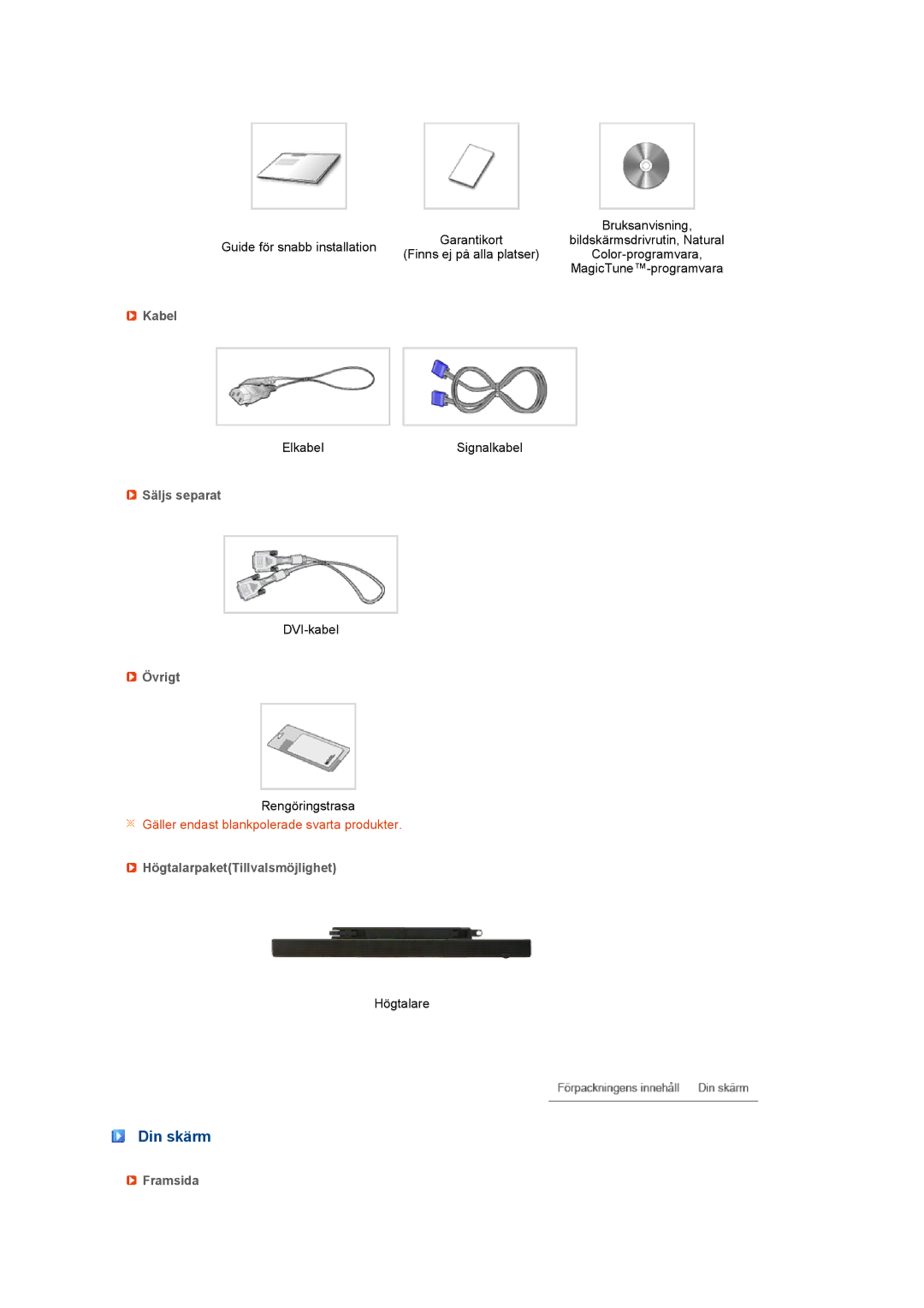 Samsung LS24HUBCBL/EDC, LS24HUBCBA/EDC manual Din skärm 