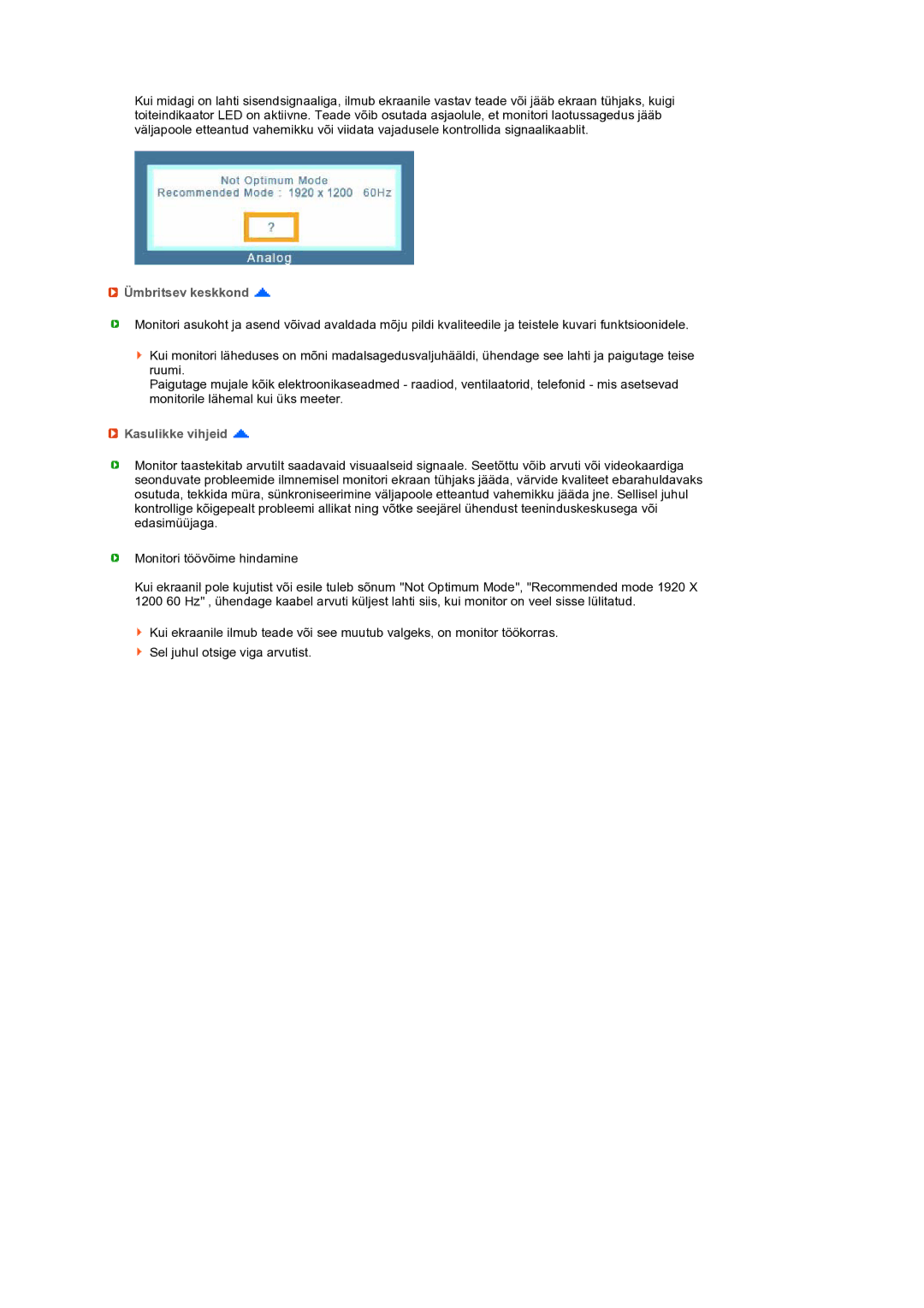 Samsung LS24HUBCBQ/EDC manual Ümbritsev keskkond, Kasulikke vihjeid 