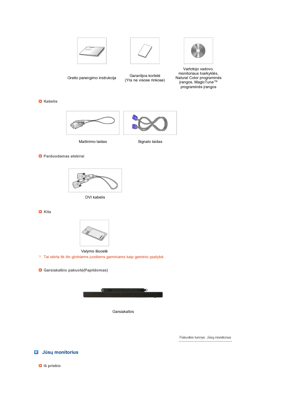 Samsung LS24HUBCBQ/EDC manual Jūsų monitorius 