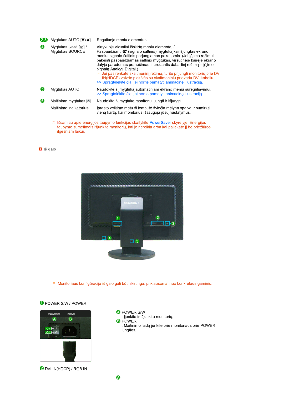 Samsung LS24HUBCBQ/EDC manual Inhdcp vaizdo plokštės su skaitmeniniu prievadu DVI kabeliu, Iš galo 