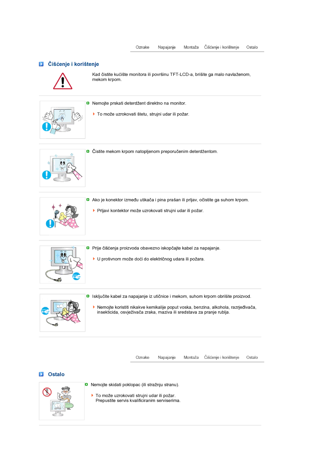 Samsung LS24HUBCBQ/EDC manual Čišćenje i korištenje, Ostalo 