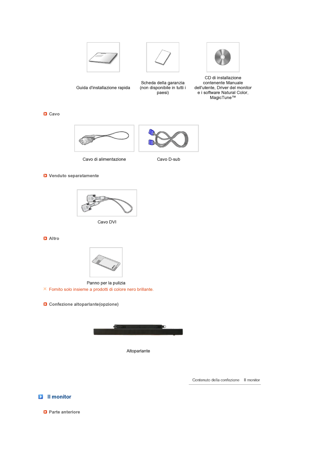 Samsung LS24HUBCBQ/EDC, LS24HUBCBS/EDC manual Il monitor 