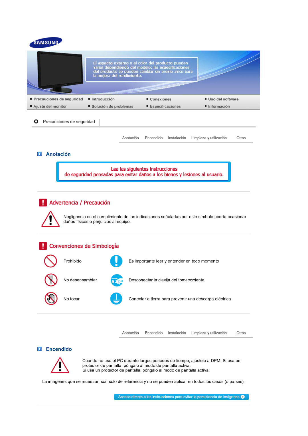 Samsung LS24HUBCBS/EDC, LS24HUBCBQ/EDC manual Anotación, Encendido 