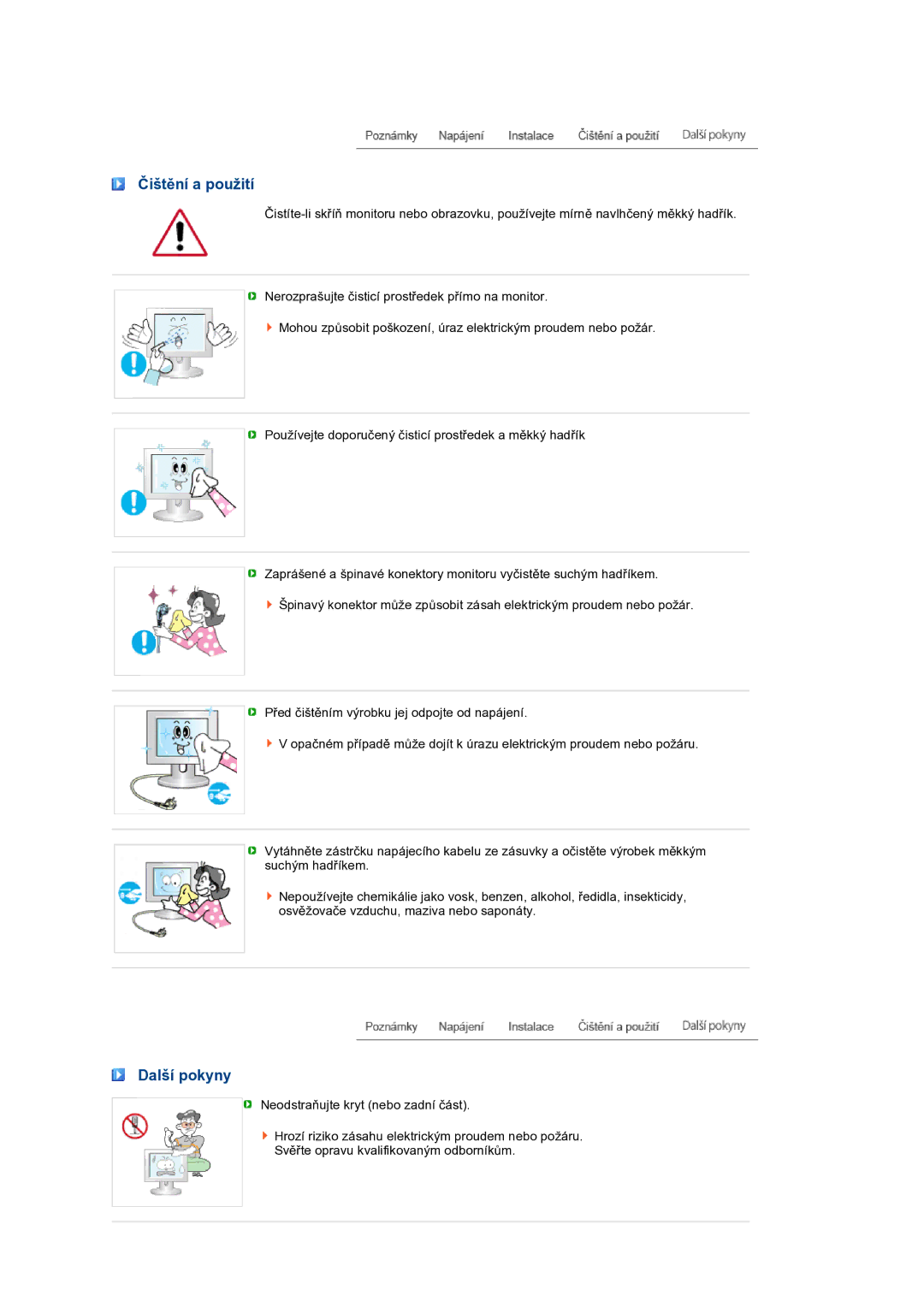 Samsung LS24HUBCBS/EDC, LS24HUBCBQ/EDC manual Čištění a použití, Další pokyny 