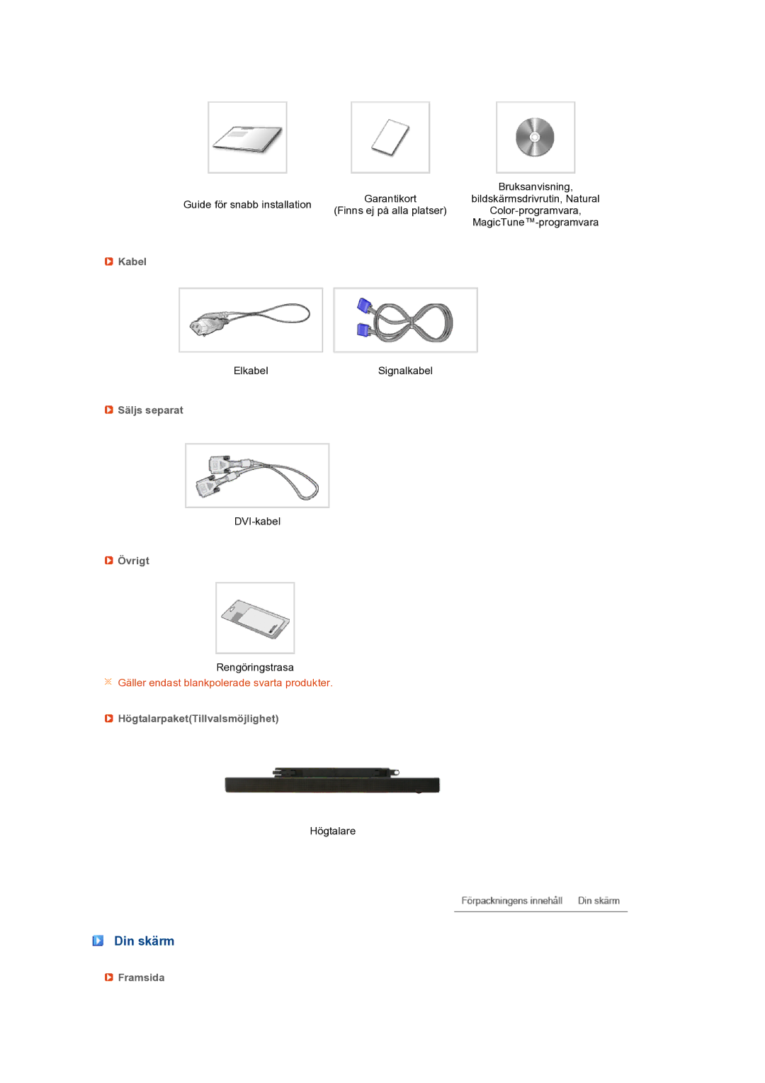 Samsung LS24HUBCBS/EDC, LS24HUBCBQ/EDC manual Din skärm 