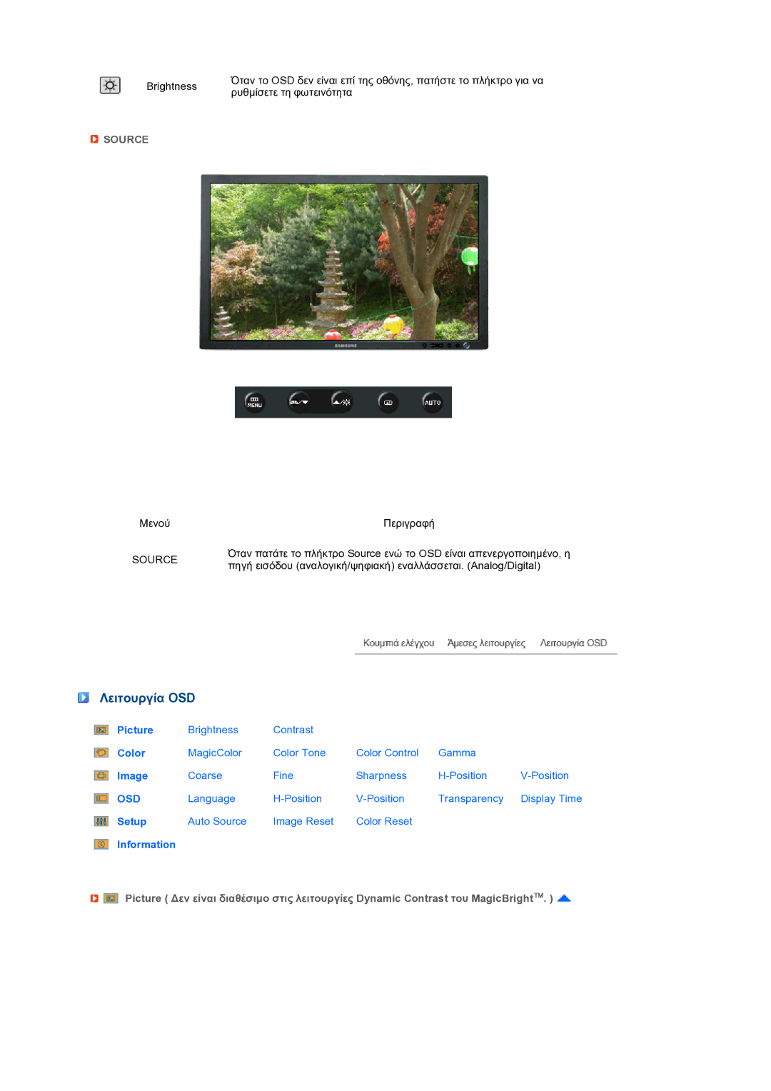 Samsung LS24HUBCBS/EDC, LS24HUBCBQ/EDC manual Λειτουργία OSD, Source 