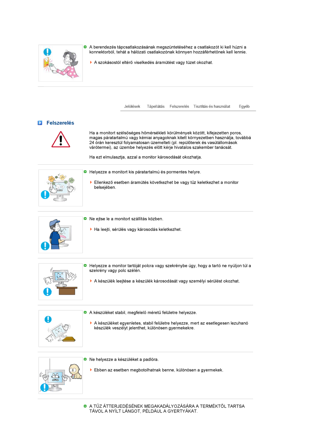 Samsung LS24HUBCBS/EDC, LS24HUBCBQ/EDC manual Felszerelés 