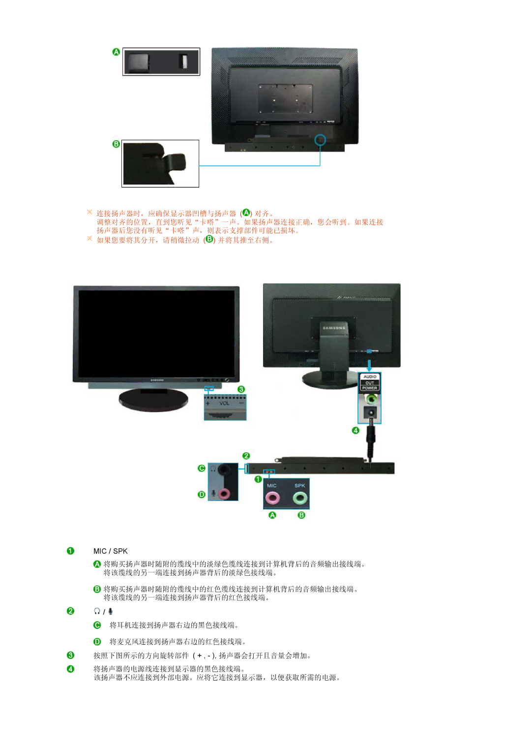 Samsung LS24HUCEBQ/EDC, LS24HUCEBQSEDC manual Mic / Spk 