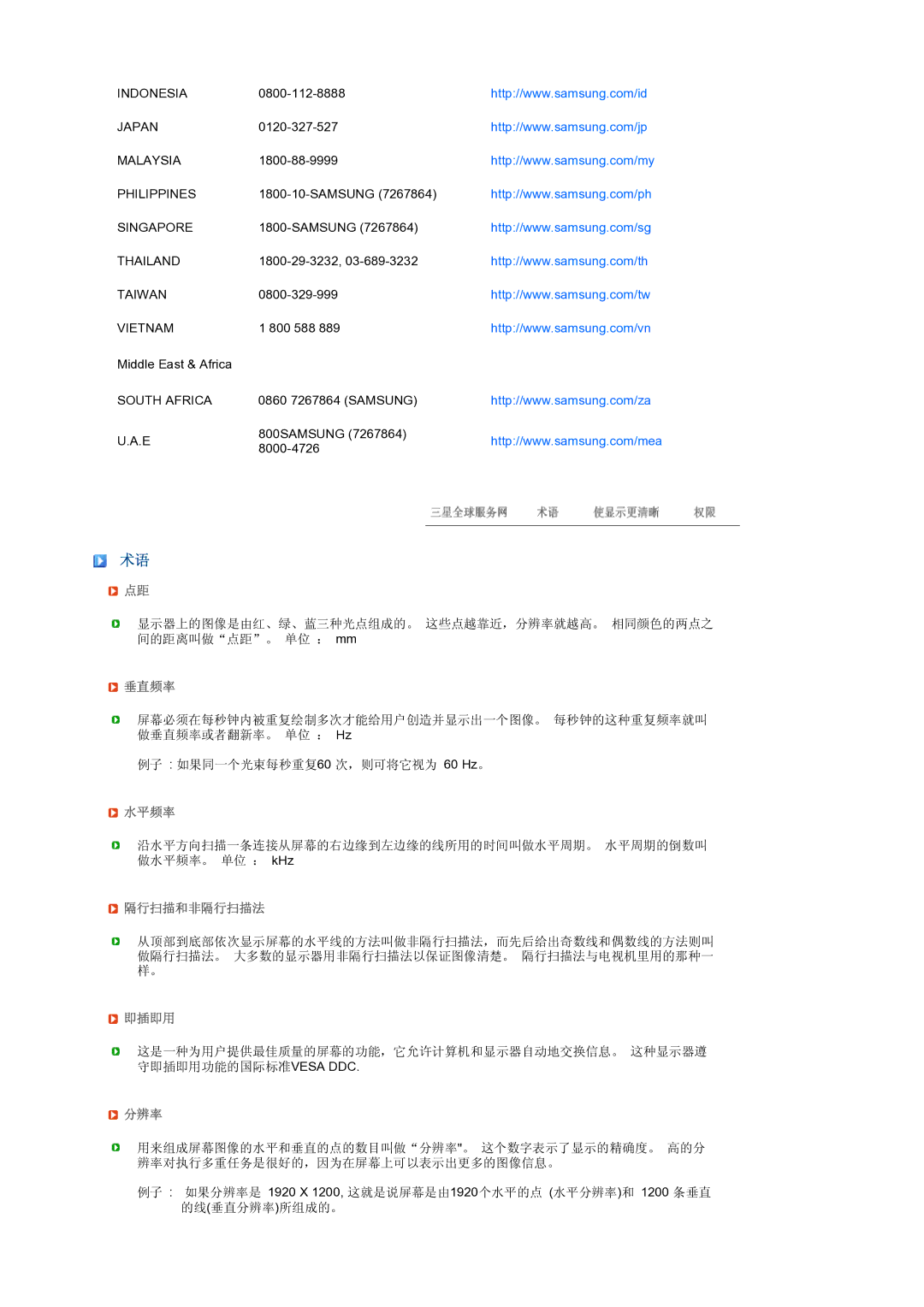 Samsung LS24HUCEBQSEDC, LS24HUCEBQ/EDC manual 垂直频率, 水平频率, 隔行扫描和非隔行扫描法, 即插即用, 分辨率 