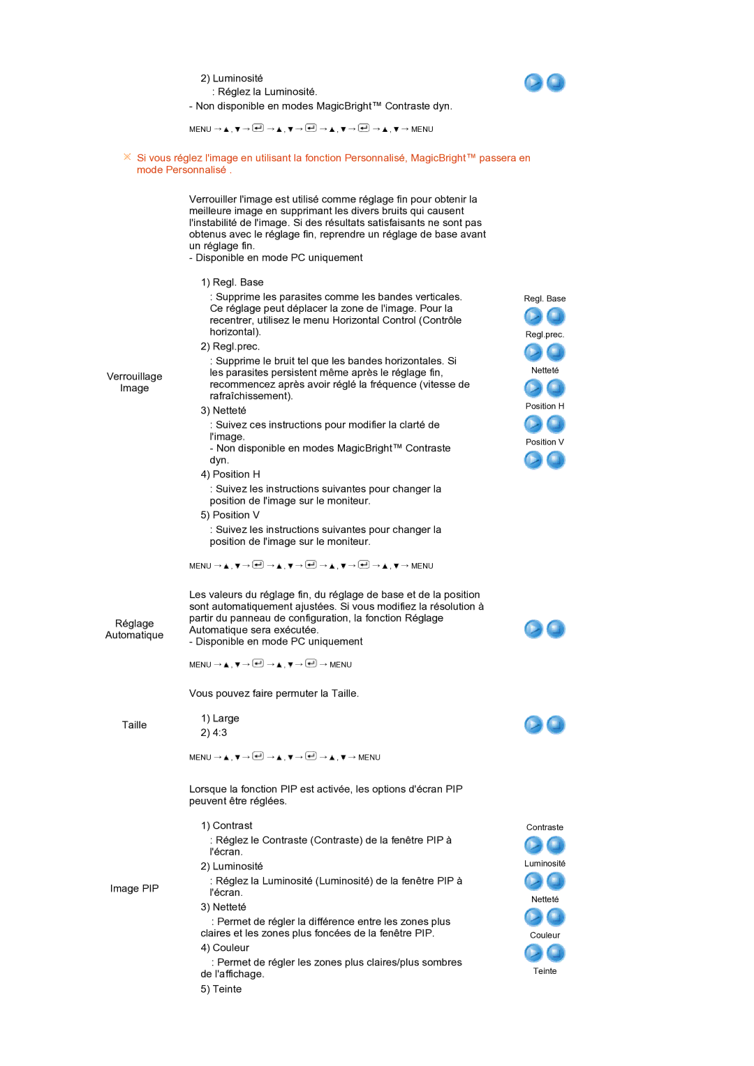 Samsung LS24HUCEBQ/EDC manual Vous pouvez faire permuter la Taille Large 